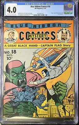 Buy Blue Ribbon Comics #18 CGC VG 4.0 WWII Era Golden Age Scarce! Archie 1941 • 1,630.10£