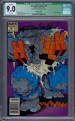 Buy Incredible Hulk #345 1988 Marvel Comics CGC 9.0 Signed Peter David White Pages • 54.35£