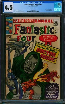Buy Fantastic Four Annual #2 ⭐ CGC 4.5 ⭐ DOCTOR DOOM Origin! Marvel Dr Comic 1964 • 310.42£