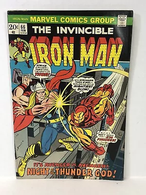 Buy Iron Man #66 (1973) Classic Battle Of Iron Man Vs Thor (VF) • 31.03£