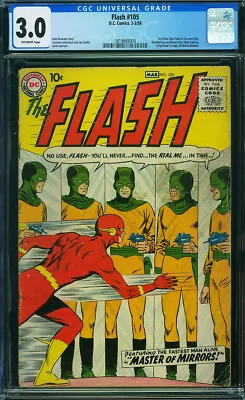 Buy Flash #105 CGC 3.0 DC 1959 1st Flash & Mirror Master! Justice League P8 Cm Clean • 1,083.37£