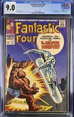 Buy Fantastic Four #55 1966 Marvel Comics CGC 9.0 Thing Vs Silver Surfer • 630.17£