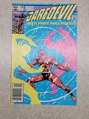 Buy Daredevil #178 Newsstand 1st Meeting With Luke Cage Iron Fist! Elektra 1982 • 10.09£
