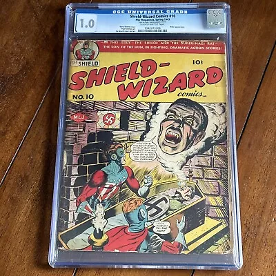 Buy Shield Wizard Comics #10 (1943) - Golden Age WW2! The Shield! - CGC 1.0 • 661.30£