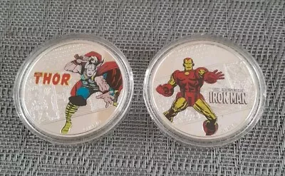 Buy Marvel Comics Thor And Iron Man Silver Plated 388mm Collectors Coins In Capsule • 9£