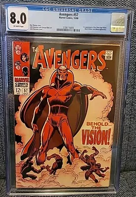 Buy Avengers #57 Cgc 8.0 1st Sa Appearance Of The Vision  Marvel Comics 1968 • 465.19£