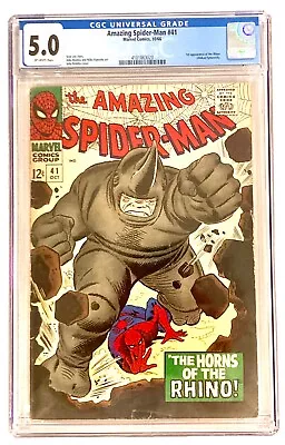 Buy Amazing Spider-Man #66 1966 CGC 5.0 VG/F🔑 1st Rhino • 318.39£