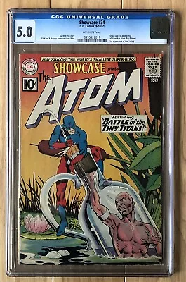 Buy Showcase #34 CGC 5.0 OW Pages 1961 1st Appearance Of Silver Age Atom! • 310.64£