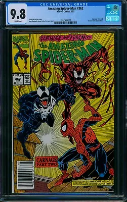 Buy Amazing Spider-Man #362 🌟 CGC 9.8 NEWSSTAND 🌟 2nd CARNAGE! Marvel Comic 1992 • 175.05£