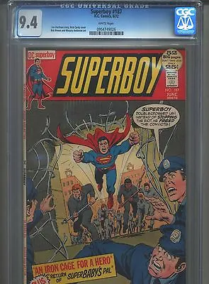 Buy Superboy #187 CGC 9.4 (1972) Nick Cardy Cover White Pages Only 7 Copies Higher • 77.66£