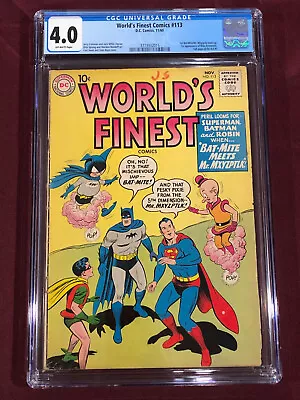 Buy World's Finest 113 Cgc 4.0 Jerry Coleman Curt Swan 1960 Batman Superman • 116.44£