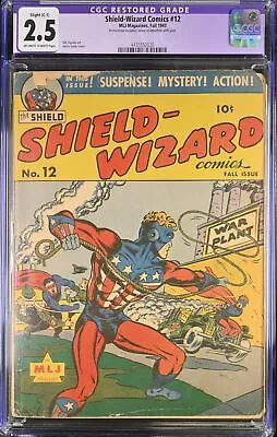 Buy Shield-Wizard Comics #12 CGC GD+ 2.5 Off White To White (Restored) Archie 1943 • 621.62£