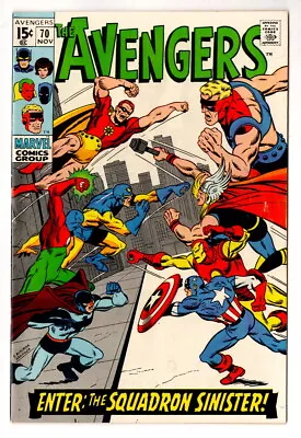 Buy The Avengers #70, First Full App Of The Squadron Sinister, Nov 1969,HIGHER GRADE • 338.21£