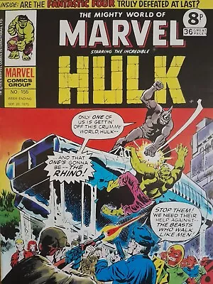 Buy The Mighty World Of Marvel THE INCREDIBLE HULK No. 155 Sep. 20th 1975 Comic VGC • 8.99£