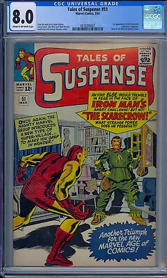 Buy Tales Of Suspense #51 Cgc 8.0 Scarecrow 1st Appearance Iron Man Story • 485.38£