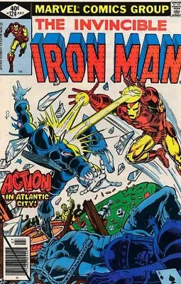 Buy IRON MAN #124 F/VF, Bob Layton, Direct Marvel Comics 1979 Stock Image • 5.44£